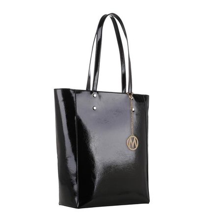 WEIRD GIRAFFE GAMES MKF Collection by Mia K. MKF-87899BK Abeille Patent Tote Bag - Black MKF-87899BK